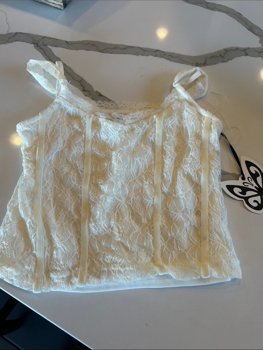 Self Esteem Cream Lace Camisole Tank Top